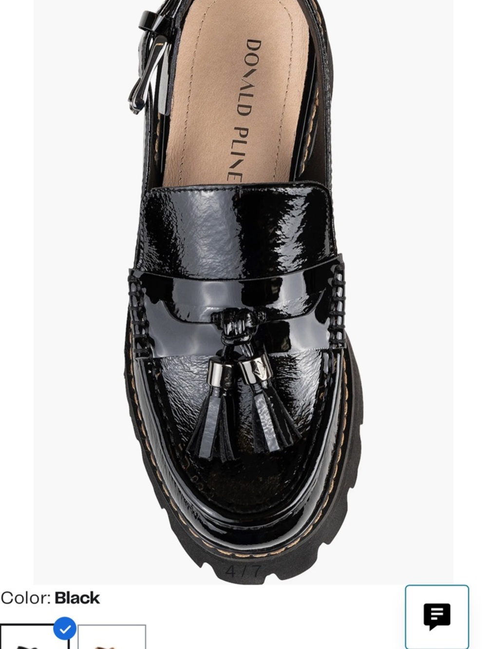 Donald J. Pliner Black Patent Tassel Slingback Lug Loafer - Picture 4 of 11